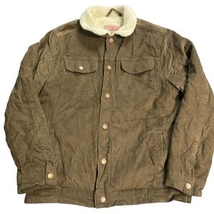 Brooklyn Cloth Brown Corduroy Sherpa Collared Jacket Size Medium